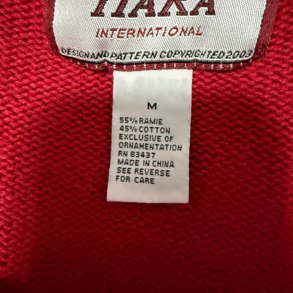 Vintage 90s Red Pinup Cardigan With Black Floral Embroidery and Beading Size M - Picture 9 of 10